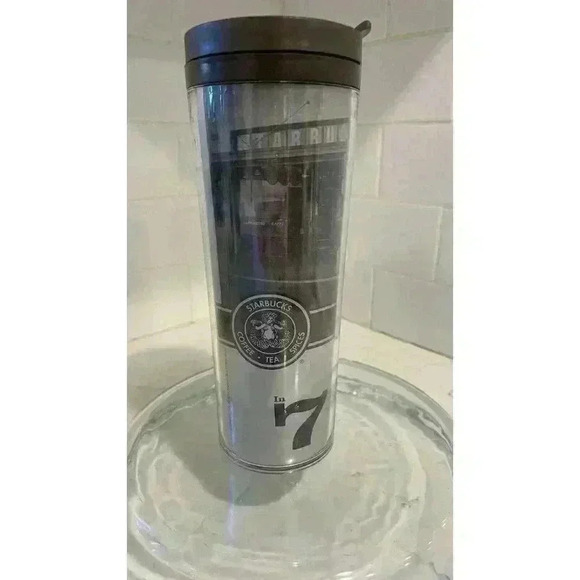Starbucks16 oz Tumbler Pike Place In 71 Brown Silver First Store Est1971 Pre-Own - Picture 1 of 7